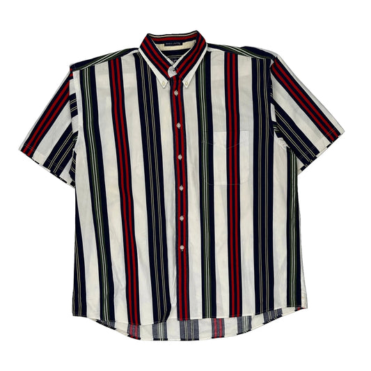 Authentic Shirtwear Van Heusen Striped Short Sleeve Shirt - Large Multicoloured Cotton