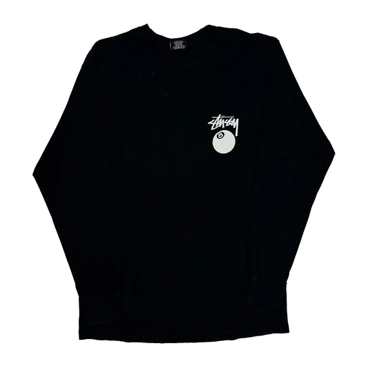 8-Ball Stussy Graphic Long Sleeve T-Shirt - Medium Black Cotton