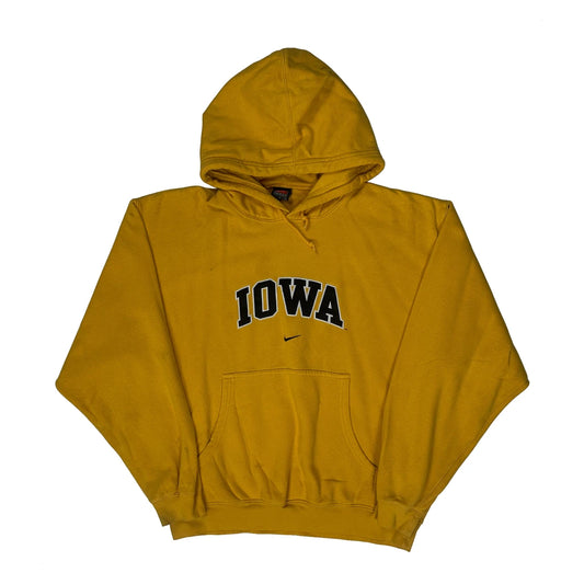Iowa Nike College Hoodie - Large Yellow Cotton Blend