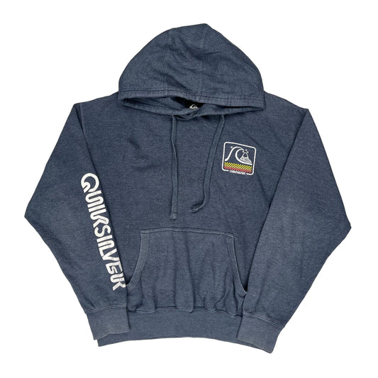 Quiksilver Graphic Hoodie - Large Blue Cotton Blend