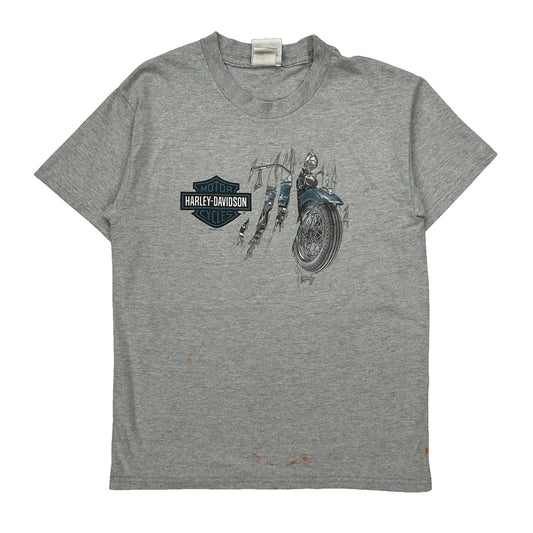 Age 14-16 Harley Davidson Graphic T-Shirt - Large Grey Cotton
