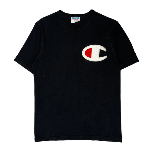 Vintage Champion T-Shirt - Medium Black Cotton