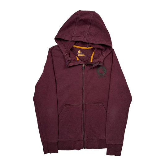 Vintage Carhartt Hoodie - Small Burgundy Cotton