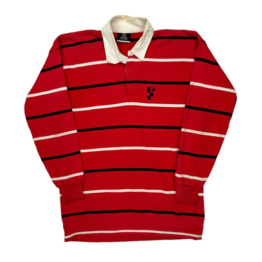 Noone Striped Rugby Shirt - Large Red Cotton