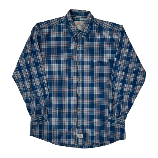 Levis Checked Flannel Shirt - Large Blue Cotton