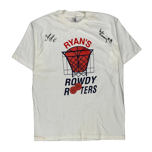 Ryan'S Rowdy Rooters Hanes Single Stitch T-Shirt - Large White Cotton