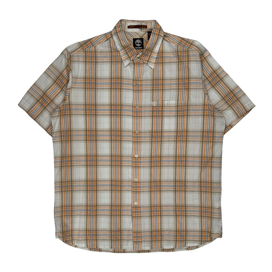 Timberland Checked Short Sleeve Shirt - Large Orange Cotton