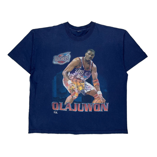 Houston Rockets Nba Olajuwon Graphic T-Shirt - XL Blue Cotton