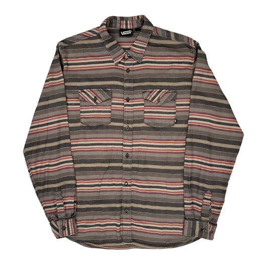 Vans Striped Shirt - Large Grey Cotton