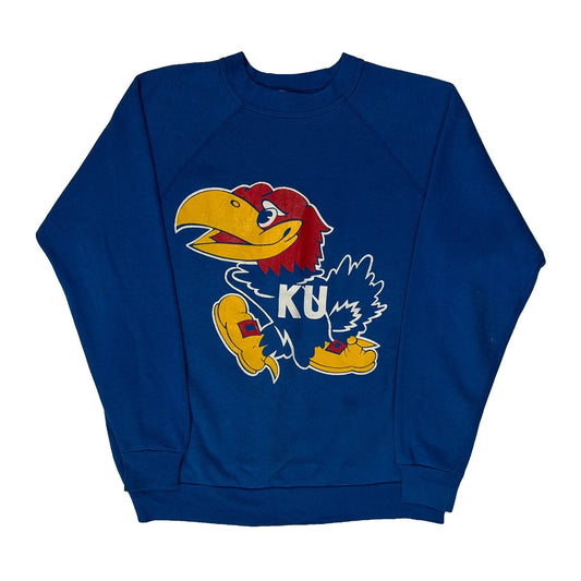 Kansas Jayhawks Unbranded College Sweatshirt - Medium Blue Cotton Blend