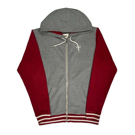 Vintage Vans Striped Hoodie - Medium Red Cotton Blend