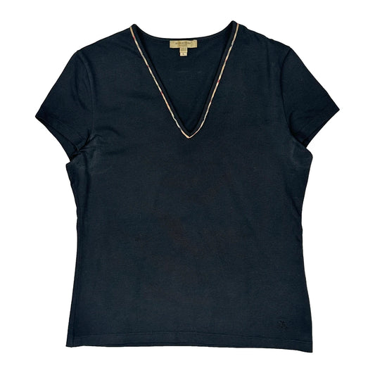 Vintage Burberry London T-Shirt - Large Black Cotton