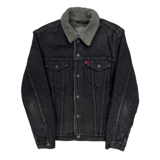 Levis Sherpa Lined Denim Jacket - Medium Black Denim