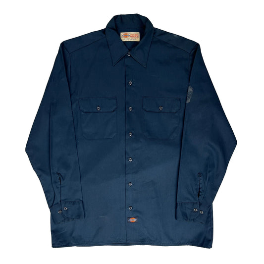 Dickies Shirt - Large Navy Polyester Blend