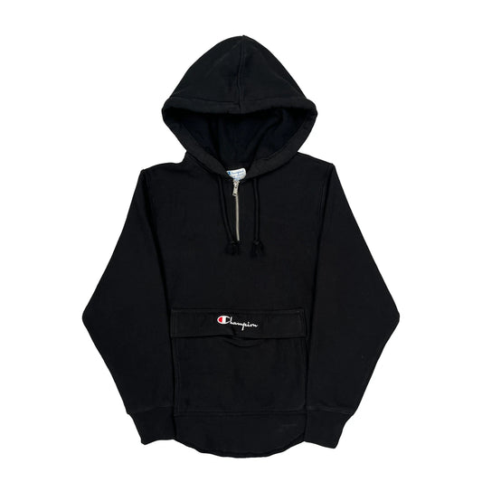 Vintage Reverse Weave Champion Hoodie - Small Black Cotton