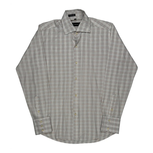 Vintage Yves Saint Laurent Checked Shirt - Large Cream Cotton