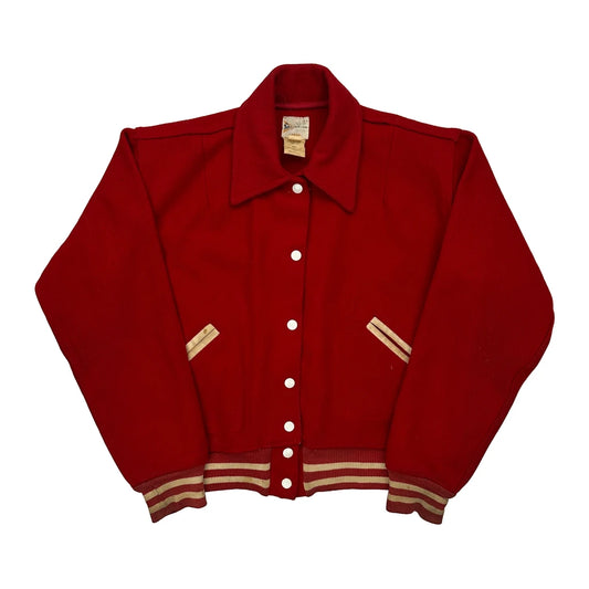 70S Union Made USA Felco Kimberly College Varsity Jacket - Large Red Wool