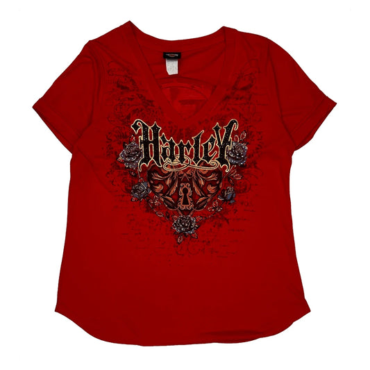 Yellowstone Harley Davidson T-Shirt - Medium Red Cotton