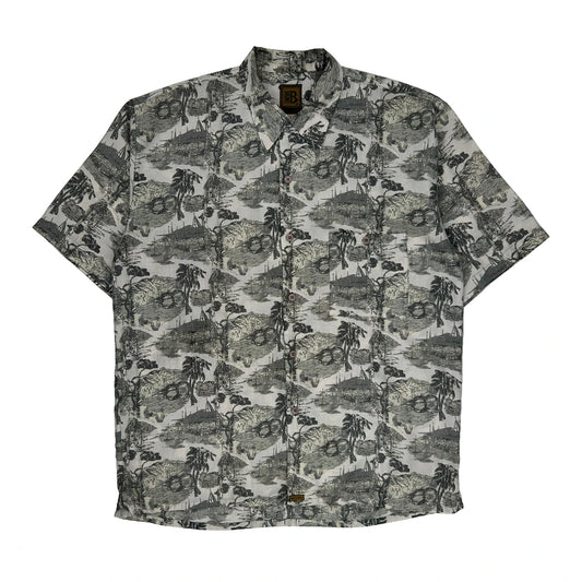 Bruno Hawaiian Shirt - Large Grey Polyester