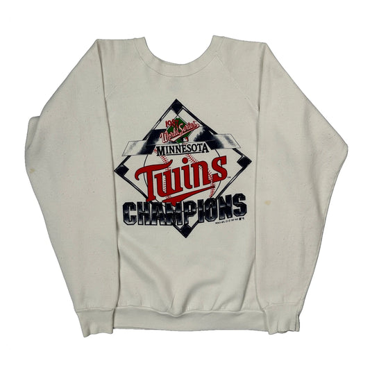 Minnesota Twins, Made In USA Fruit Of The Loom Mlb Sweatshirt - XL White Cotton Blend
