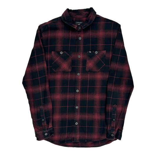 Quiksilver Checked Flannel Shirt - Small Red Cotton