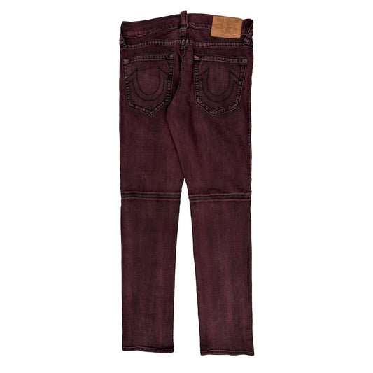 Vintage True Religion Double Knee Jeans - 33W 33L Burgundy Cotton