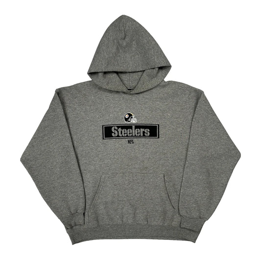 Steelers Nfl Hoodie - Large Grey Cotton Blend