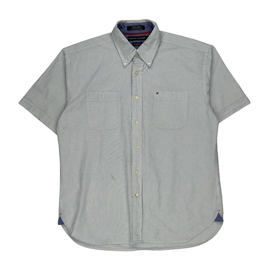 Tommy Hilfiger Checked Short Sleeve Shirt - Large Blue Cotton