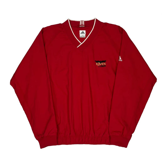 Raven Adidas V-Neck Windbreaker - Large Red Polyester