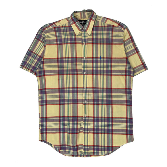 Blaire Ralph Lauren Checked Short Sleeve Shirt - Medium Yellow Cotton