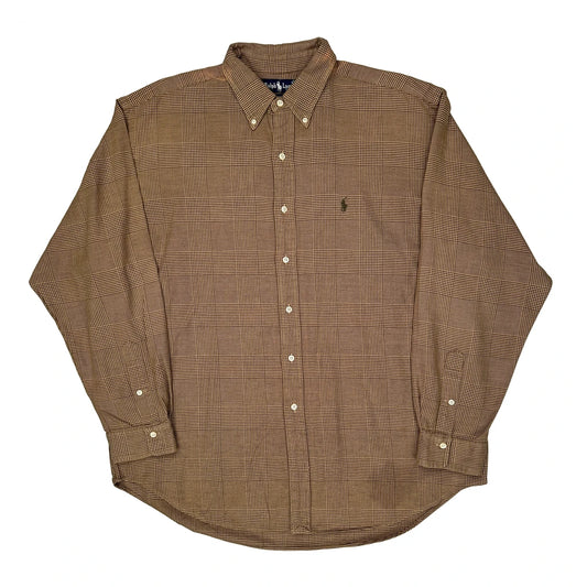 Ralph Lauren Checked Flannel Shirt - XL Brown Cotton