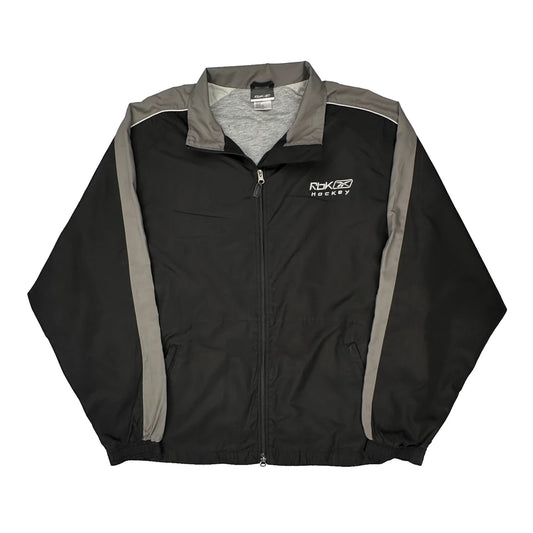 Reebok Track Jacket - Large Black Nylon