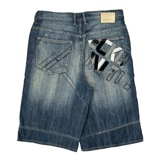 Ecko Unltd Baggy Denim Shorts - 34W 12L Blue Cotton