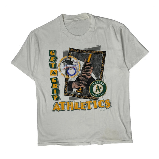 Oakland Athletics Logo Athletics Graphic T-Shirt - Medium White Cotton