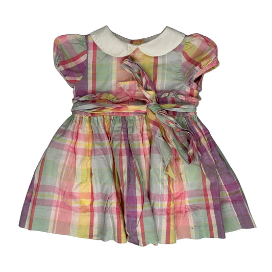 Age 9 Months Ralph Lauren Checked A-Line Dress - 3XS Multicoloured Cotton