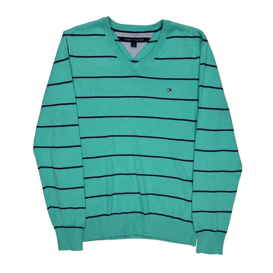Tommy Hilfiger Striped Jumper - Medium Green Cotton