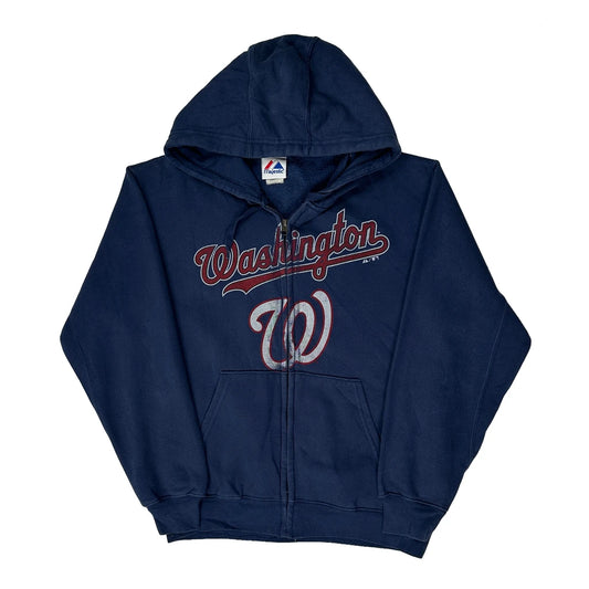 Washington Nationals Majestic Mlb Hoodie - Medium Navy Cotton Blend