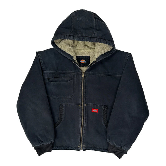 Sherpa Lined Dickies Workwear Jacket - Large Black Cotton