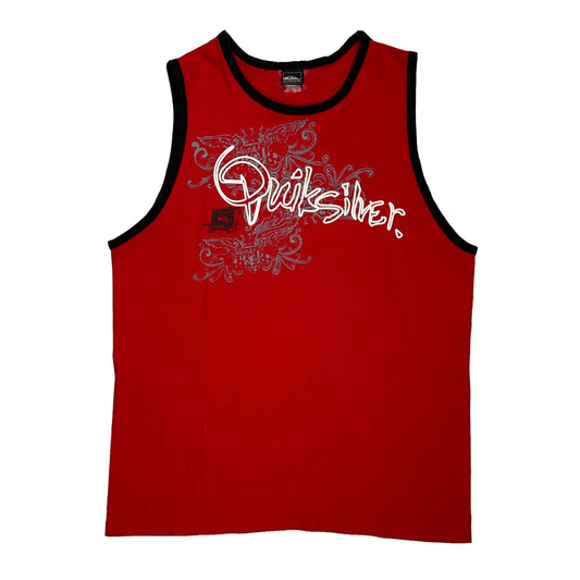 Quiksilver Graphic Vest - Large Red Cotton