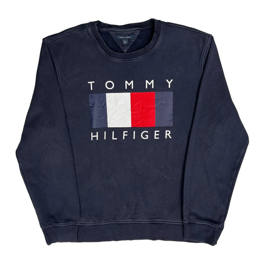 Tommy Hilfiger Spellout Sweatshirt - XL Navy Cotton