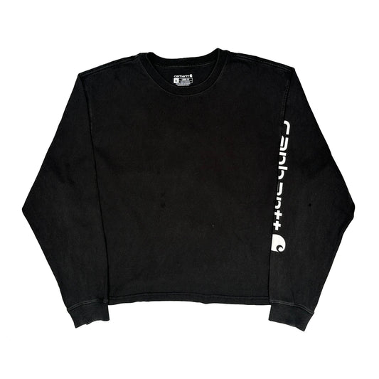 Carhartt Cropped Long Sleeve T-Shirt - XL Black Cotton