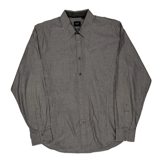 Vintage 90S Guess Pinstripe Shirt - XL Grey Cotton