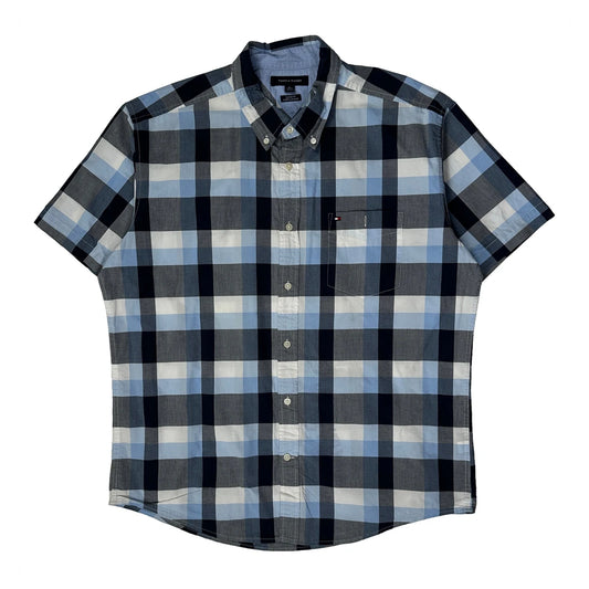 Tommy Hilfiger Checked Short Sleeve Shirt - XL Blue Cotton