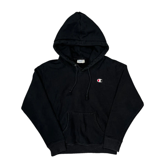 Vintage Reverse Weave Champion Hoodie - Small Black Cotton