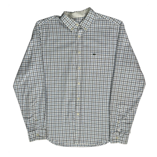Lacoste Checked Shirt - Large White Cotton