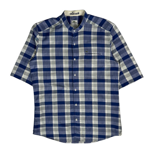 Vintage Lacoste Checked Shirt - Large Blue Cotton