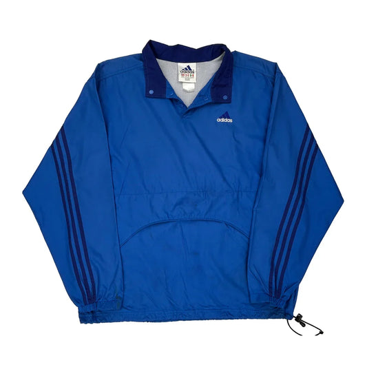 Vintage Three Stripes Adidas Windbreaker - Large Blue Polyester