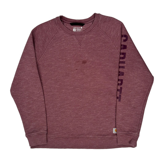 Carhartt Spellout Sweatshirt - XL Burgundy Cotton Blend
