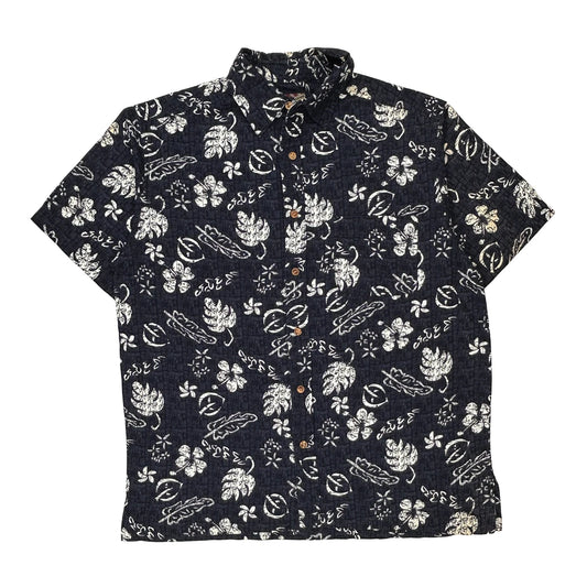 Quality Clothing Hawaiian Shirt - Medium Navy Cotton