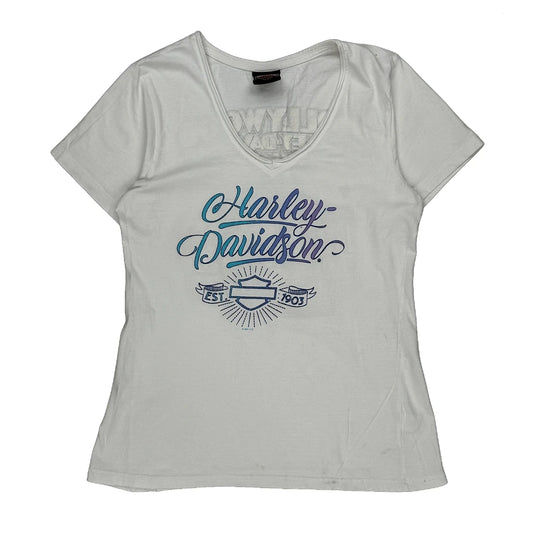 Hollywood Harley Davidson Graphic T-Shirt - XS White Cotton